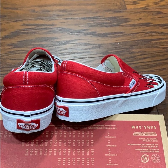 VANS CLASSIC SLIP-ON CHECKER FLAME Racing Red men’ - Picture 13 of 16